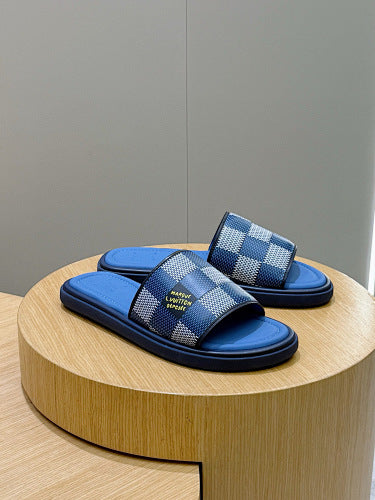 Louis Vuitton Damier Graphite Checkered Slide Sandals