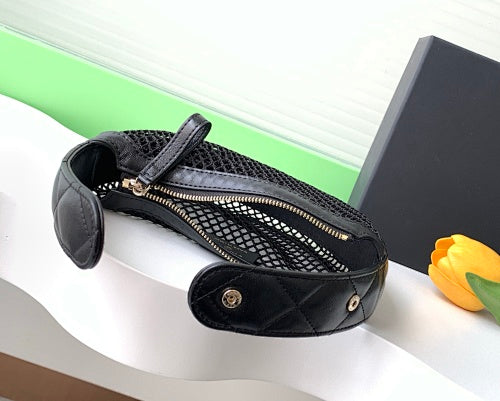 Chanel Black Mesh Crescent Hobo Bag