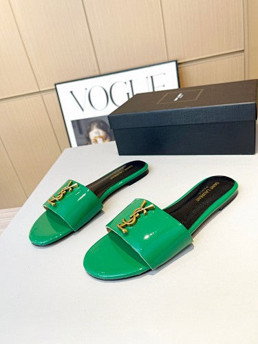 Saint Laurent YSL Cassandre Logo slide sandals