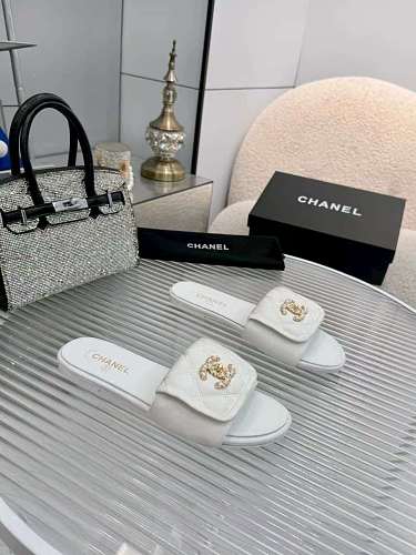 Chanel Quilted CC Logo Slide Sandals