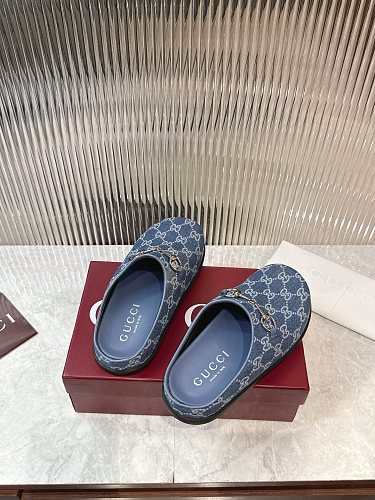 Gucci GG Denim Horsebit Mule Clogs