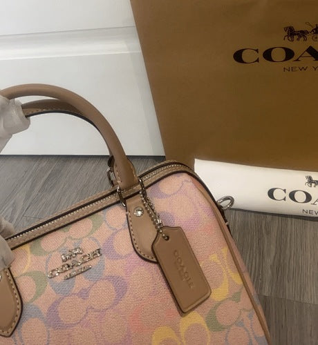 Coach Rowan Satchel in Pastel Multicolor Signature Canvas