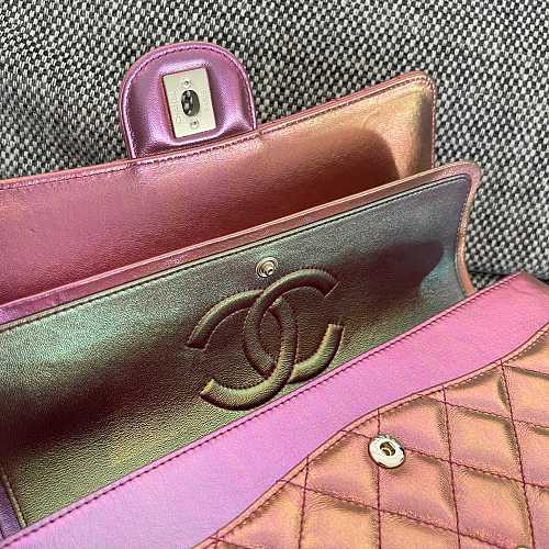 Chanel Classic Flap Bag Metallic Pink Ombré Quilted Leather