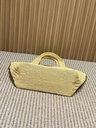 Saint Laurent (YSL) Natural Raffia Crochet Tote Bag