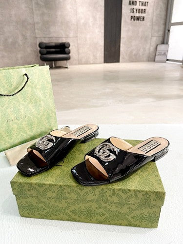 Gucci Double G crystal-embellished slide sandals