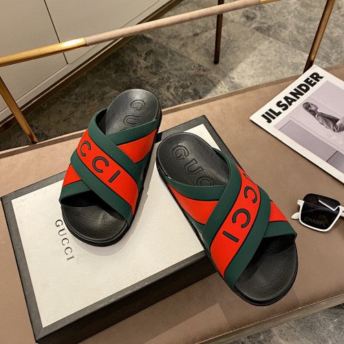 Gucci Logo Crossover Slide Sandals