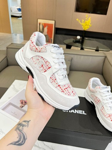 Chanel CC Tweed & Leather Chunky Low-Top Sneakers