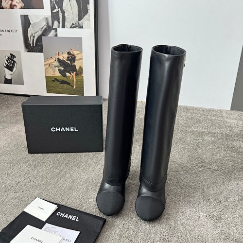 Chanel CC Logo Knee-High Riding Boot
