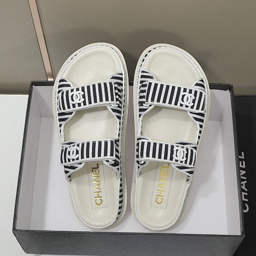Chanel CC Double-Strap Platform Sandals