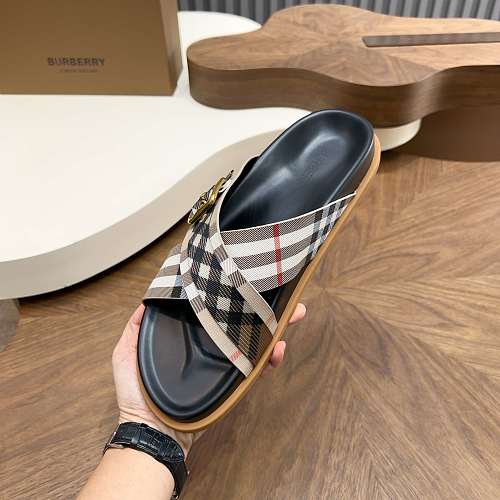 Burberry Vintage Check Criss-Cross Buckle Slide Sandals