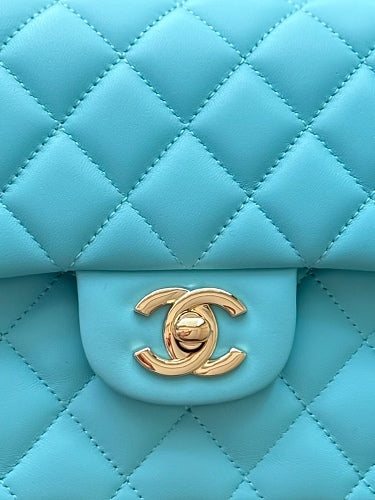 Chanel Classic Flap Bag in Turquoise/Aqua Blue Quilted Leather