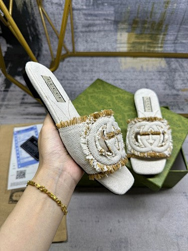 Gucci Interlocking G Canvas Slide Sandals