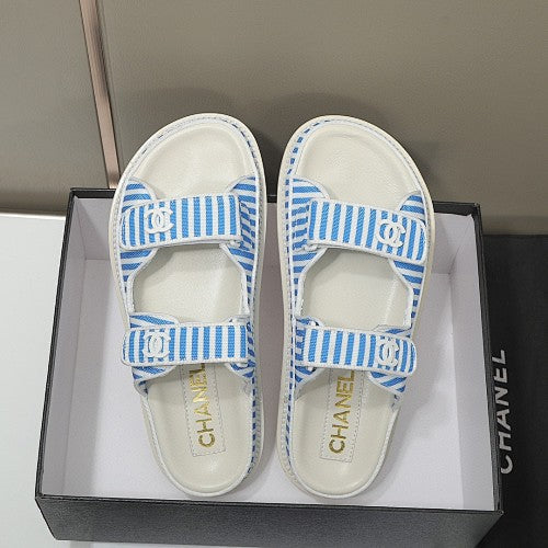Chanel CC Double-Strap Platform Sandals
