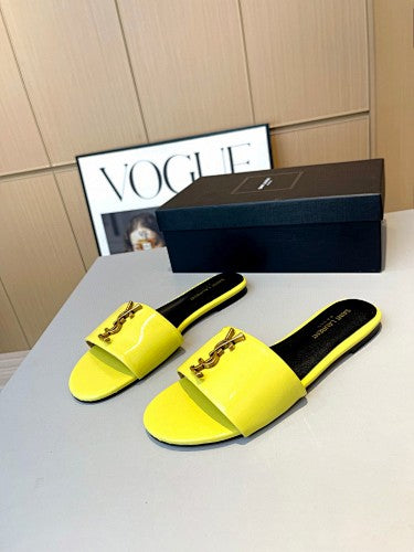 Saint Laurent YSL Cassandre Logo slide sandals
