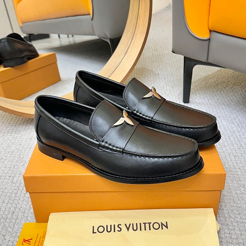 Louis Vuitton LV Initials Black Leather Loafers