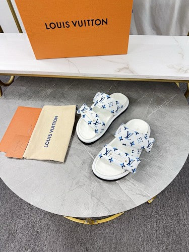 Louis Vuitton Monogram Double-Strap Platform Slide Sandals