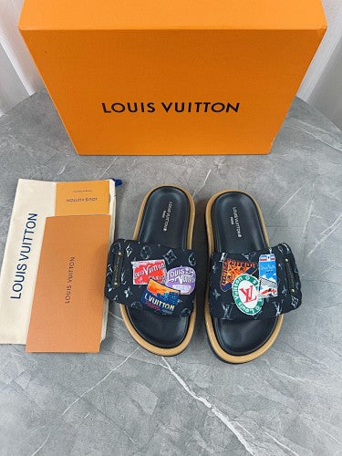 Louis Vuitton Monogram Travel Sticker Slide Sandals
