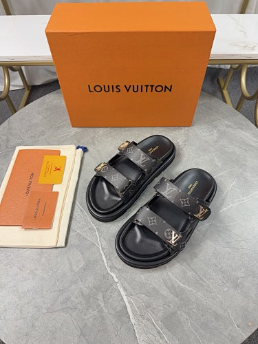 Louis Vuitton Monogram Double-Strap LV Initials Slide Sandals