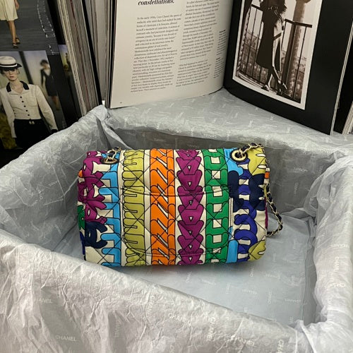 Chanel Multicolor Graffiti Logo Quilted Flap Bag