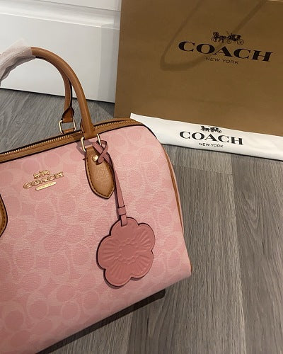 Coach Pink Signature Boston Satchel
