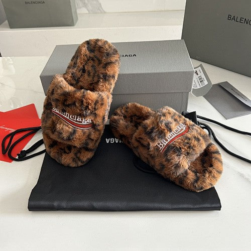 Balenciaga furry slide sandals