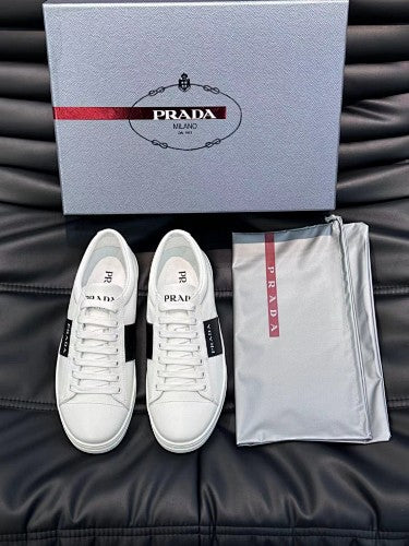 Prada White Leather Low-Top Sneakers