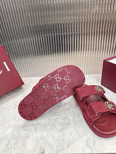 Gucci GG Monogram Double-Strap Slide Sandals