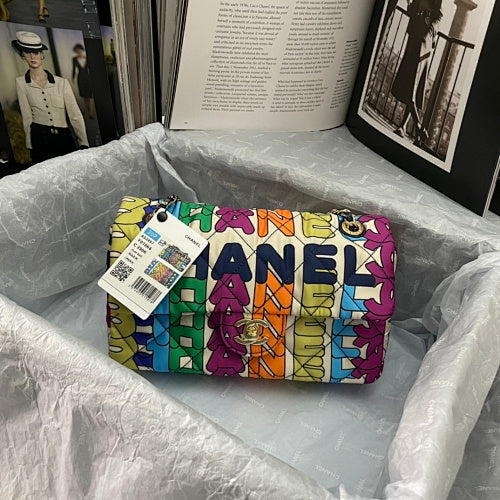 Chanel Multicolor Graffiti Logo Quilted Flap Bag