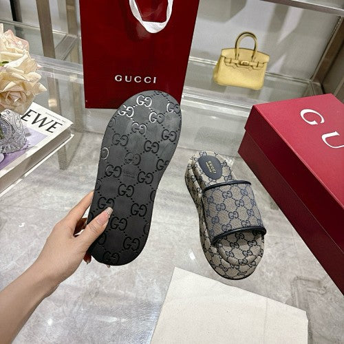 Gucci GG Monogram Canvas Flat Slide Sandals