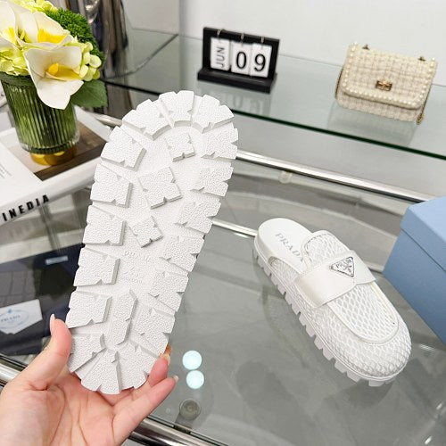Prada Technical Mesh Open-Back Mule Loafers