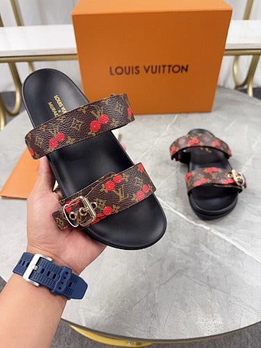 Louis Vuitton Monogram Cherry Double-Strap Slide Sandals