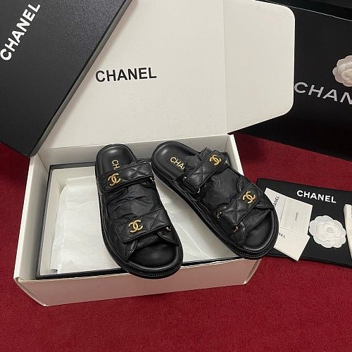 Chanel Quilted CC Dad Sandals