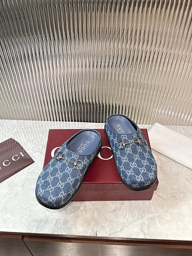 Gucci GG Denim Horsebit Mule Clogs