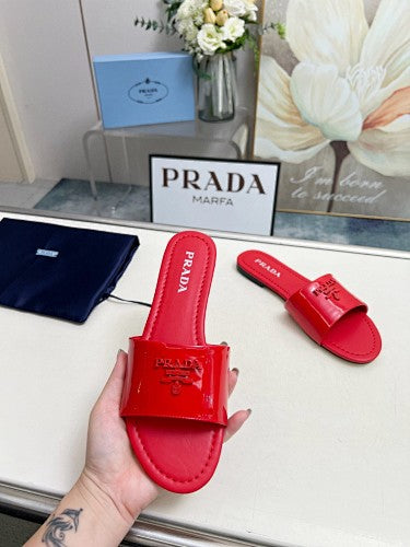 Prada Logo Flat Slide Sandals
