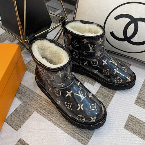 Louis Vuitton Monogram Fur-Lined Transparent Ankle Boots