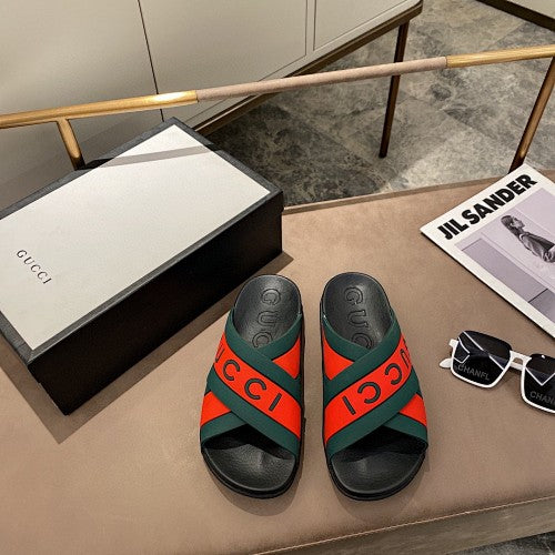 Gucci Logo Crossover Slide Sandals