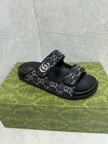 Gucci GG Crystal Jacquard Double-Strap Sandals