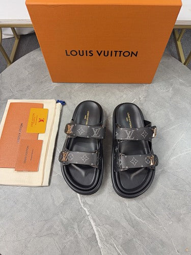 Louis Vuitton Monogram Double-Strap LV Initials Slide Sandals