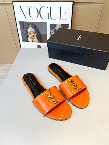 Saint Laurent YSL Cassandre Logo slide sandals
