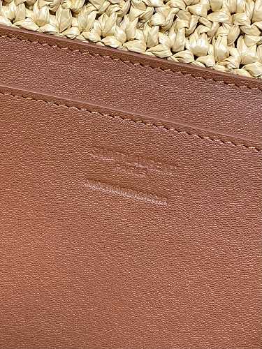 Saint Laurent (YSL) Natural Raffia Crochet Niki-Style Flap Bag