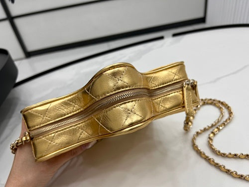 Chanel Gold Metallic Quilted Star-Shaped Chain Bag