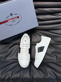 Prada White Leather Low-Top Sneakers