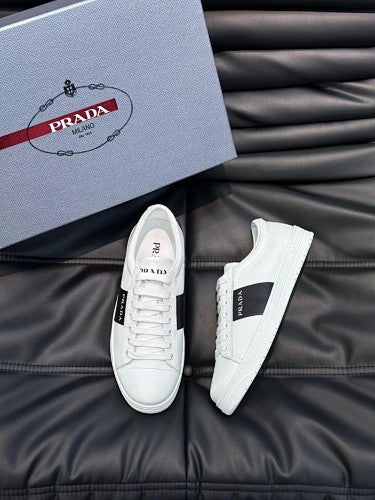 Prada White Leather Low-Top Sneakers