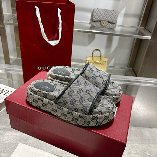 Gucci GG Monogram Canvas Flat Slide Sandals