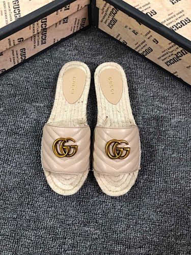 Gucci GG Marmont Matelassé Leather Espadrille Slides