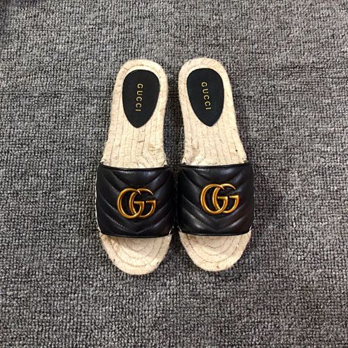 Gucci GG Marmont Matelassé Leather Espadrille Slides