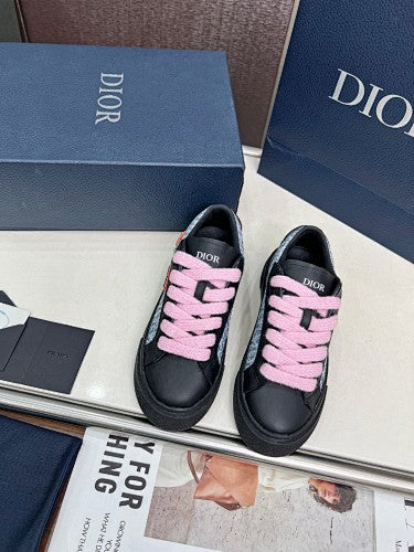 Dior Pink & Black Oblique Platform Sneakers