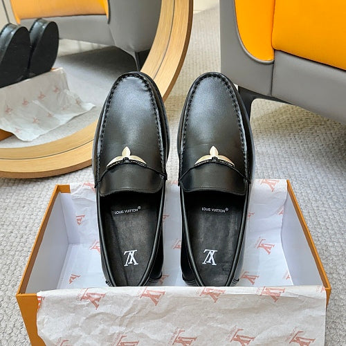 Louis Vuitton LV Initials Black Leather Loafers