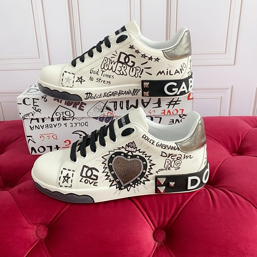 Dolce & Gabbana Portofino Light Graffiti Heart Sneakers