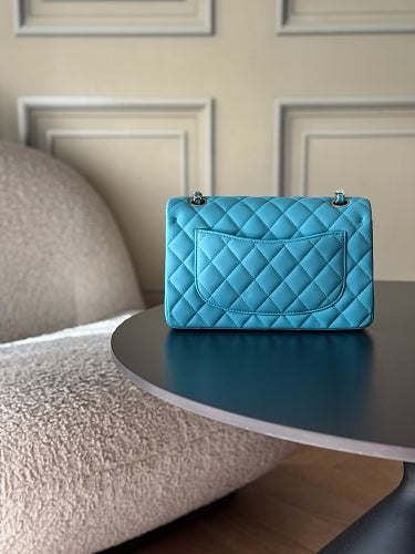 Chanel Classic Flap Bag in Turquoise/Aqua Blue Quilted Leather